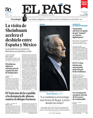 Prima pagina EL PAIS primera edicion di oggi - Quotidiano estero