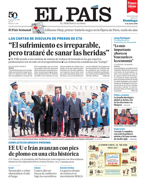 Prima pagina EL PAIS primera edicion di oggi - Quotidiano estero
