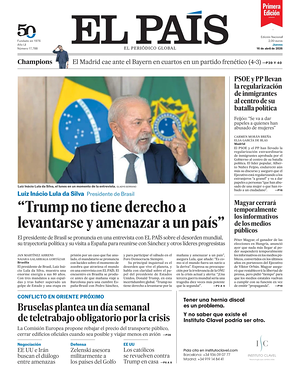 Prima pagina EL PAIS primera edicion di oggi - Quotidiano estero
