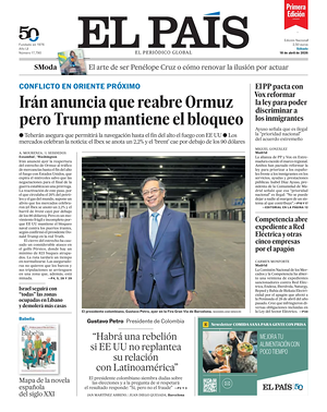 Prima pagina EL PAIS primera edicion di oggi - Quotidiano estero