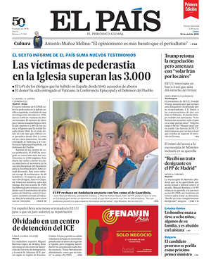 Prima pagina EL PAIS primera edicion di oggi - Quotidiano estero