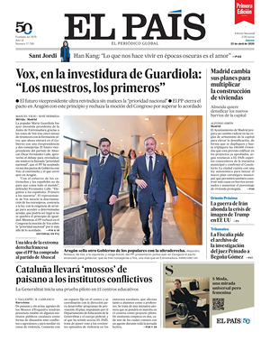 Prima pagina EL PAIS primera edicion di oggi - Quotidiano estero