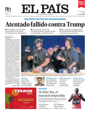 Prima pagina EL PAIS primera edicion di oggi - Quotidiano estero