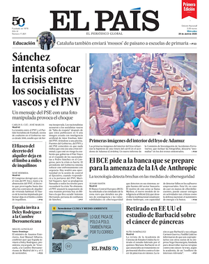Prima pagina EL PAIS primera edicion di oggi - Quotidiano estero