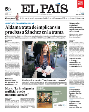 Prima pagina EL PAIS primera edicion di oggi - Quotidiano estero