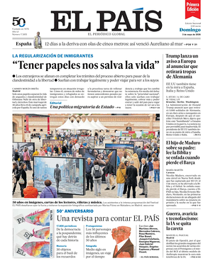 Prima pagina EL PAIS primera edicion di oggi - Quotidiano estero