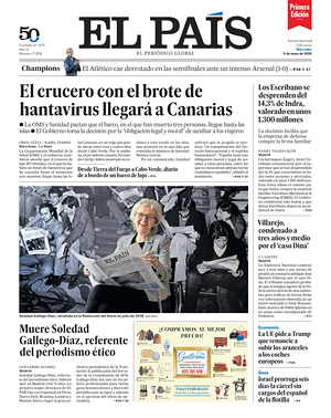 Prima pagina EL PAIS primera edicion di oggi - Quotidiano estero