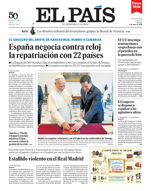 Prima pagina EL PAIS primera edicion di oggi - Quotidiano estero