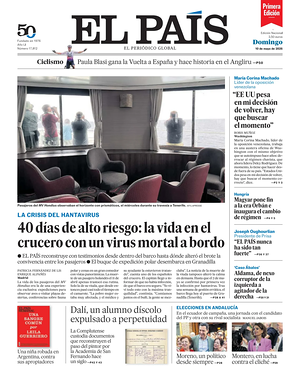Prima pagina EL PAIS primera edicion di oggi - Quotidiano estero