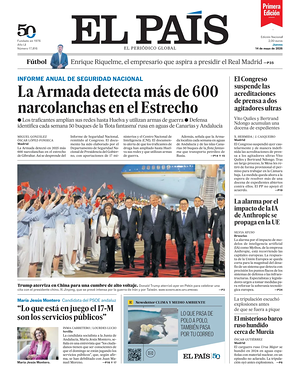 Prima pagina EL PAIS primera edicion di oggi - Quotidiano estero