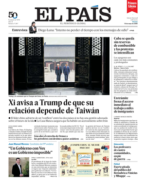 Prima pagina EL PAIS primera edicion di oggi - Quotidiano estero