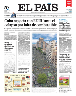 Prima pagina EL PAIS primera edicion di oggi - Quotidiano estero