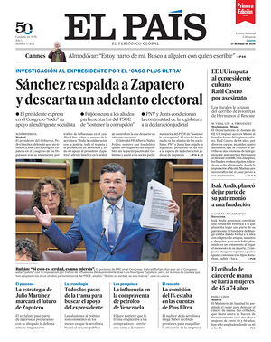 Prima pagina EL PAIS primera edicion di oggi - Quotidiano estero