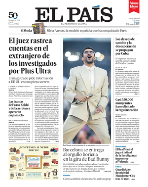 Prima pagina EL PAIS primera edicion di oggi - Quotidiano estero