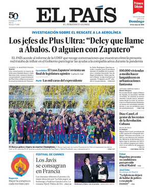 Prima pagina EL PAIS primera edicion di oggi - Quotidiano estero