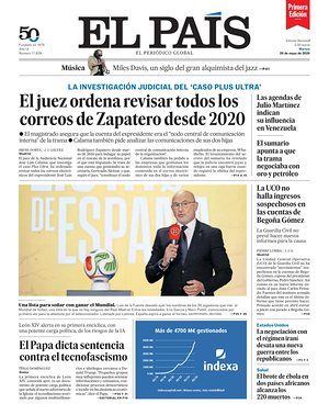 Prima pagina EL PAIS primera edicion di oggi - Quotidiano estero
