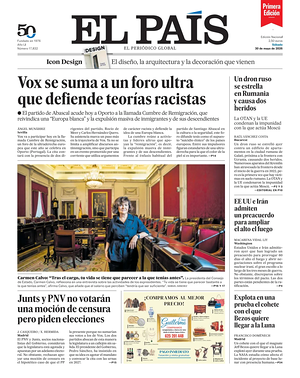 Prima pagina EL PAIS primera edicion di oggi - Quotidiano estero