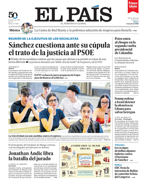 Prima pagina EL PAIS primera edicion di oggi - Quotidiano estero