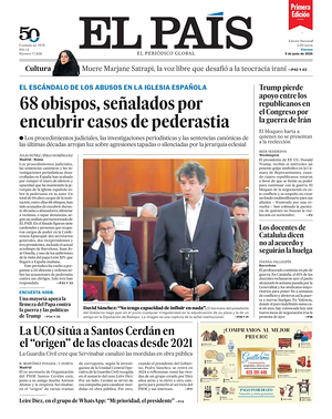 Prima pagina EL PAIS primera edicion di oggi - Quotidiano estero
