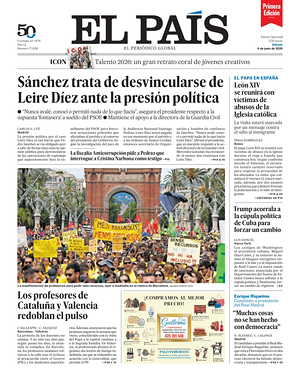 Prima pagina EL PAIS primera edicion di oggi - Quotidiano estero