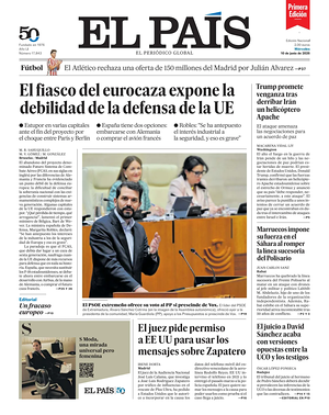 Prima pagina EL PAIS primera edicion di oggi - Quotidiano estero