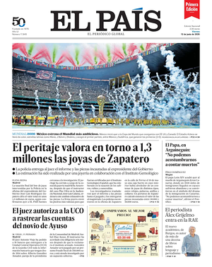 Prima pagina EL PAIS primera edicion di oggi - Quotidiano estero