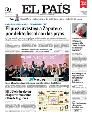 Prima pagina EL PAIS primera edicion di oggi - Quotidiano estero