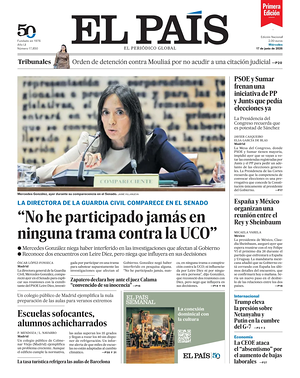 Prima pagina EL PAIS primera edicion di oggi - Quotidiano estero