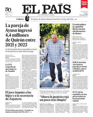 Prima pagina EL PAIS primera edicion di oggi - Quotidiano estero