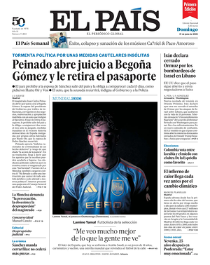 Prima pagina EL PAIS primera edicion di oggi - Quotidiano estero