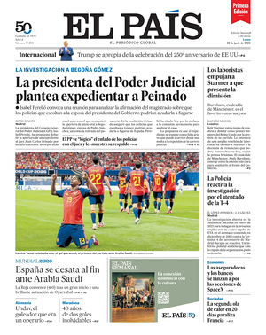 Prima pagina EL PAIS primera edicion di oggi - Quotidiano estero