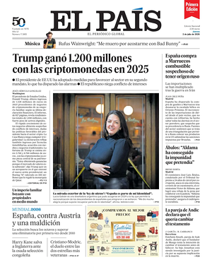 Prima pagina EL PAIS primera edicion di oggi - Quotidiano estero