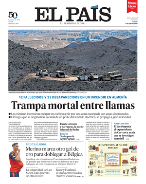 Prima pagina EL PAIS primera edicion di oggi - Quotidiano estero