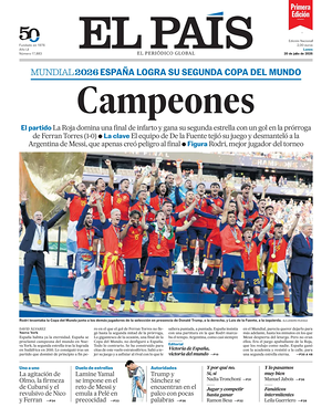 Prima pagina EL PAIS primera edicion di oggi - Quotidiano estero