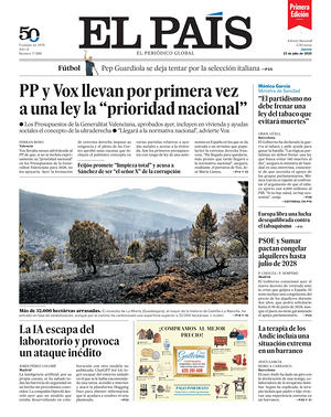 Prima pagina EL PAIS primera edicion di oggi - Quotidiano estero