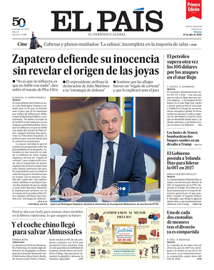 Prima pagina EL PAIS primera edicion di oggi - Quotidiano estero