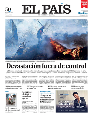 Prima pagina EL PAIS primera edicion di oggi - Quotidiano estero