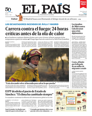 Prima pagina EL PAIS primera edicion di oggi - Quotidiano estero
