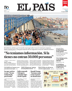 Prima pagina EL PAIS primera edicion di oggi - Quotidiano estero