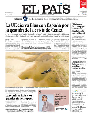 Prima pagina EL PAIS primera edicion di oggi - Quotidiano estero