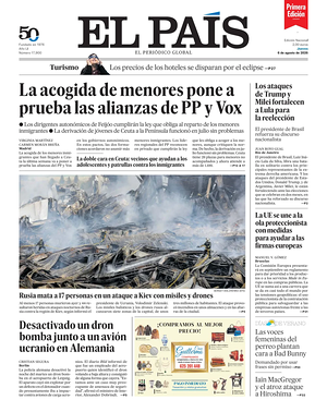Prima pagina EL PAIS primera edicion di oggi - Quotidiano estero