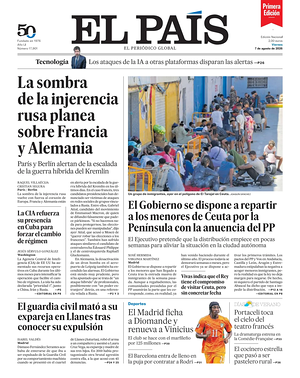 Prima pagina EL PAIS primera edicion di oggi - Quotidiano estero