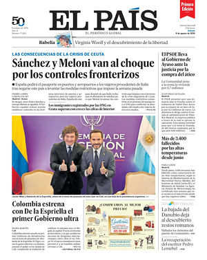 Prima pagina EL PAIS primera edicion di oggi - Quotidiano estero