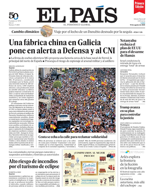 Prima pagina EL PAIS primera edicion di oggi - Quotidiano estero