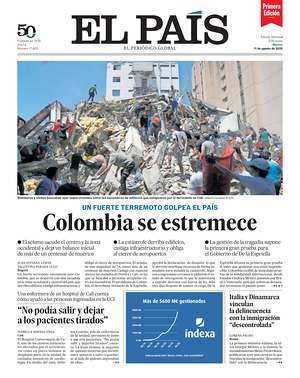 Prima pagina EL PAIS primera edicion di oggi - Quotidiano estero