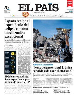 Prima pagina EL PAIS primera edicion di oggi - Quotidiano estero