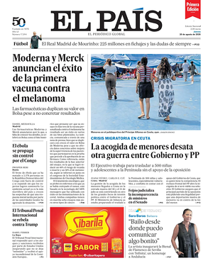 Prima pagina EL PAIS primera edicion di oggi - Quotidiano estero