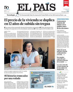Prima pagina EL PAIS primera edicion di oggi - Quotidiano estero