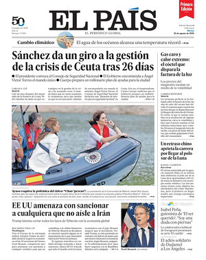 Prima pagina EL PAIS primera edicion di oggi - Quotidiano estero