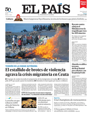 Prima pagina EL PAIS primera edicion di oggi - Quotidiano estero